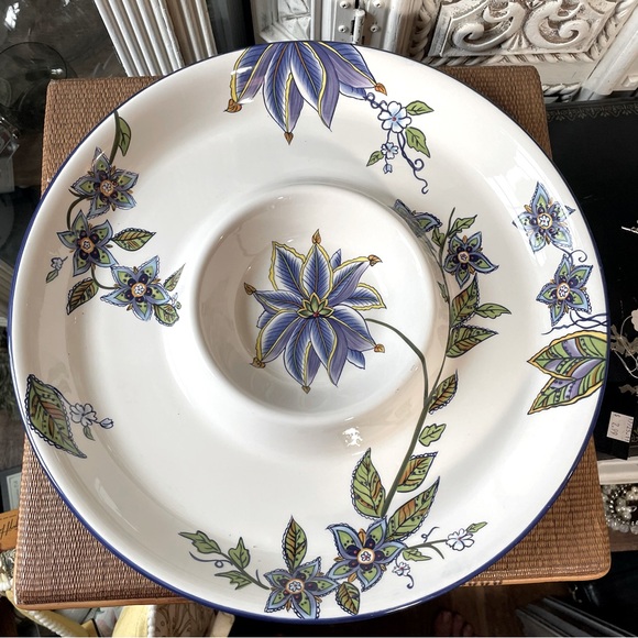 Home Accents White blue Floral serving appetizer platter veggie tray - Picture 10 of 11